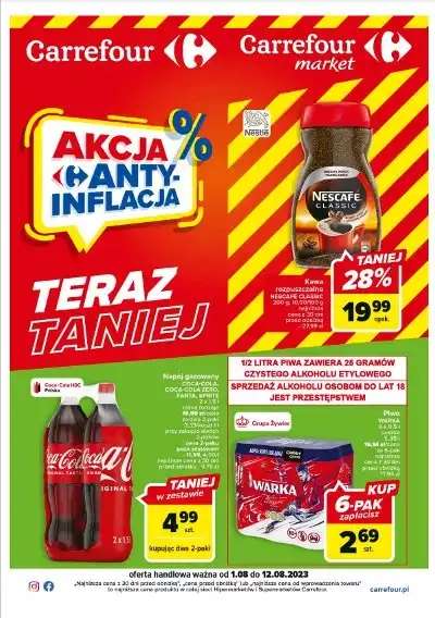 Coca Cola,Coca cola Zero,Sprite,Fanta 1,5l za 4,99 przy zakupie dwóch dwupaków w Carrefour