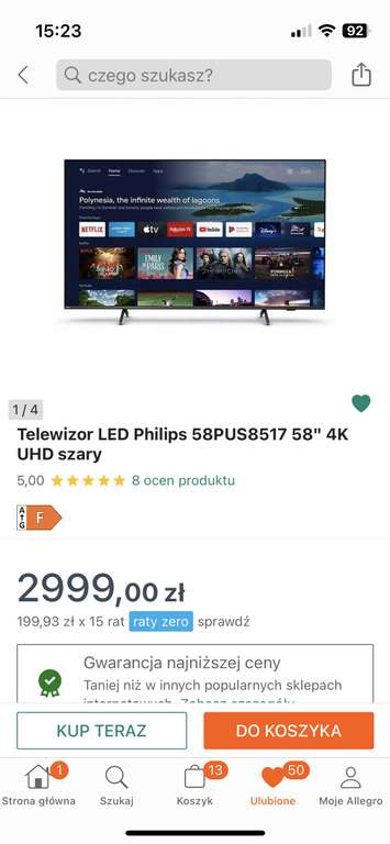 telewizor Philips Ambilight 58PUS8517