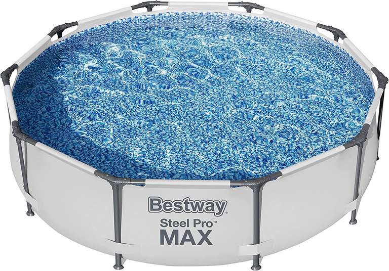 Bestway Steel Pro Max Basen Stelażowy, 4678, Szary/Biały, ‎305 x 305 x 76 cm