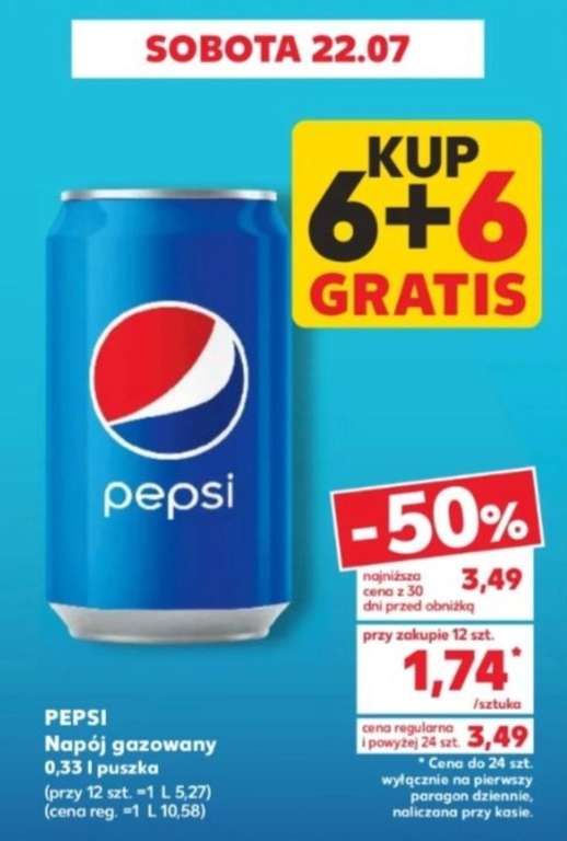 Pepsi puszka 330 ml (6+6 gratis) Kaufland Ogólnopolska