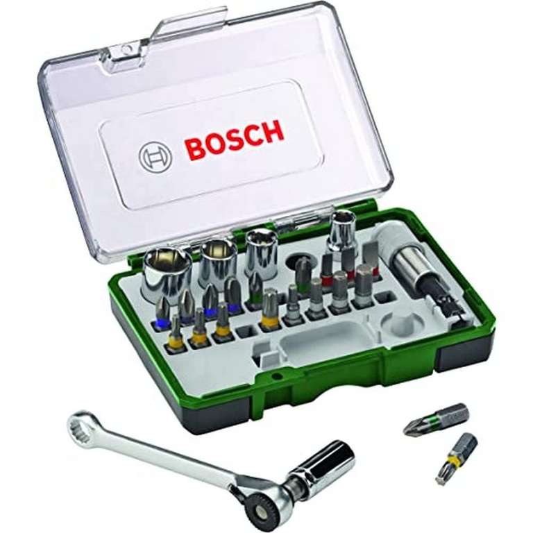 Bosch 27-częściowy zestaw bitów i grzechotek (bardzo twarda jakość, akcesoria wiertarko-wkrętarki) @ Amazon