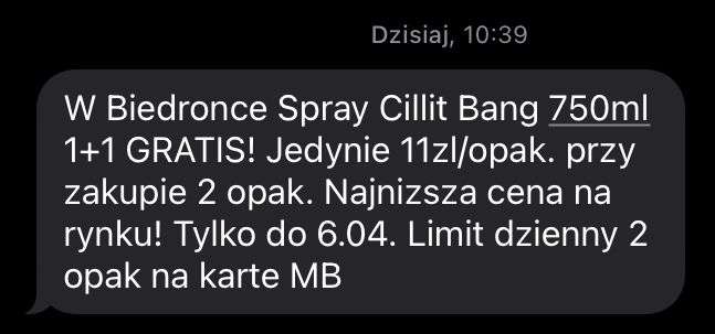 Spray Cilit Bang 1+1 gratis w biedronce - 11 zł sztuka przy zakupie 2 sztuk z kartą MB