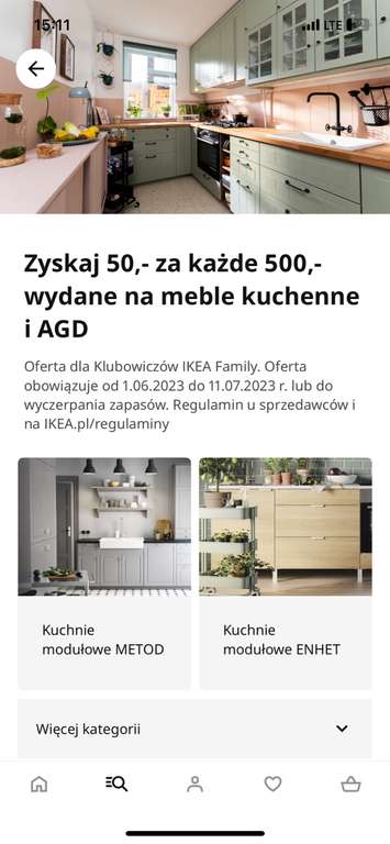 IKEA Family 50zł zwrotu na kupon za każde wydane 500zł na kuchnie lub AGD