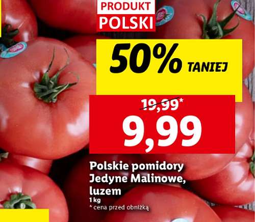 Polskie pomidory malinowe - 9,99 zł za kg @Lidl