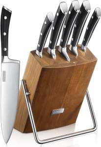 D.Perlla 6-częściowy zestaw noży kuchennych ze stylowym blokiem z drewna akacjowego