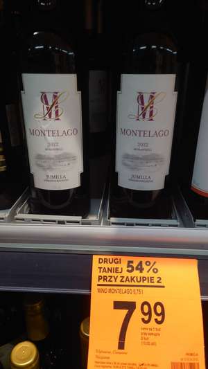 Biedronka hiszpańskie Wino czerwone/ białe wytrawne Montelago 0,75l cena za sztukę przy zakupie 2 szt.
