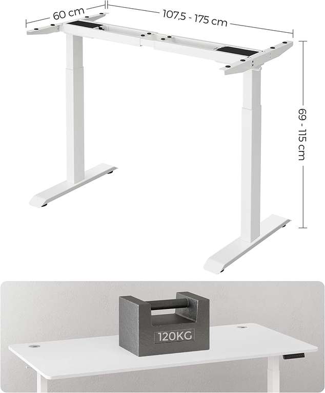 Stelaż biurka z elektryczną regulacją wysokości 72 - 115cm i nośności 120 kg Amazon