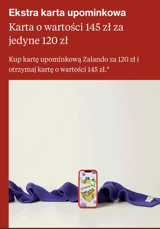 Zalando - karta podarunkowa 145 za 120 w aplikacji