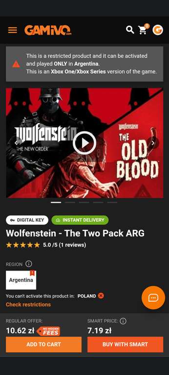 Wolfenstein Two-Pack: New Order i Old Blood Xbox One VPN Argentyna