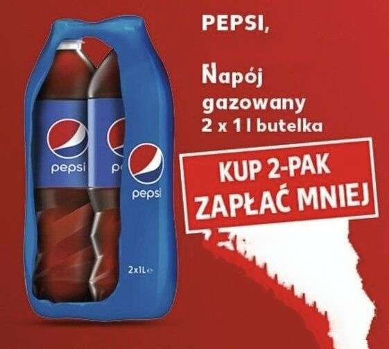 Pepsi Cola 2x1 litr 2,69PLN Butelka za 1,35 krótki termin ważności