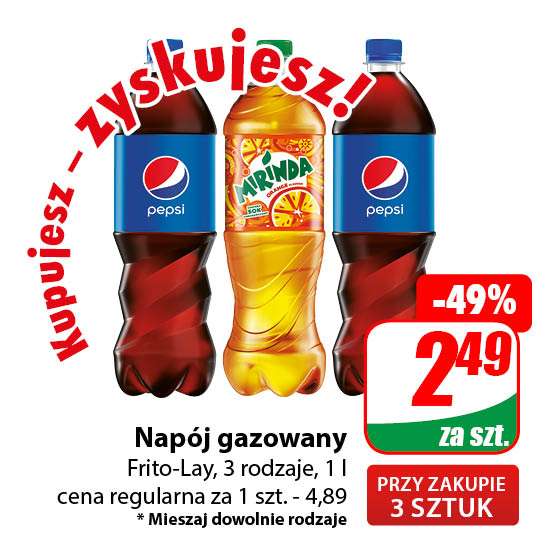 Napój Pepsi, Mirinda 1L cena 1 butelki przy zakupie 3 @Dino