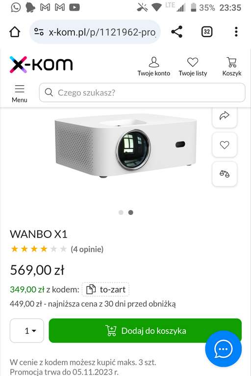 Projektor Wanbo X1 x-com