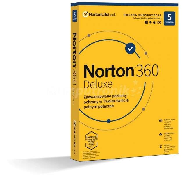 Norton 360 Deluxe BOX PL 5 - device - licencja na rok