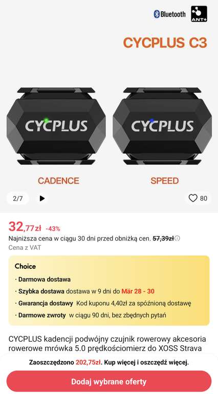 Cycplus C3 - czujniki prędkości i kadencji US $8,09