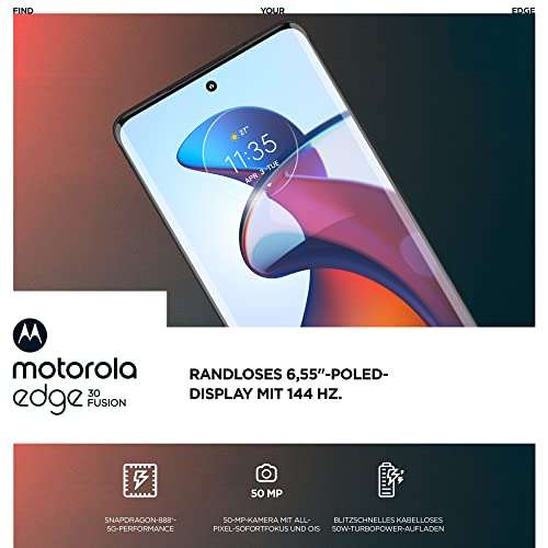 Smartfon Motorola edge30 Fusion (6,55" FHD+, aparat 50 MP, 8/128 GB, 4400 mAh, używany stan bdb [ 287,41 € ] stan db [ 284,33 € ]