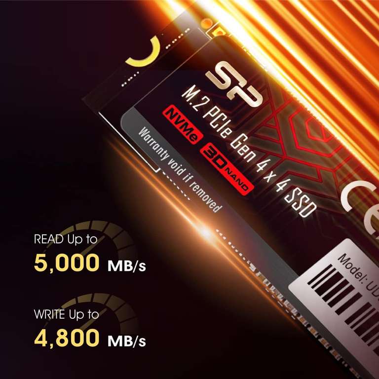 Silicon Power UD90 Dysk SSD, 2TB, NVMe 4.0, do 5000/4800 MB/s, Gen4 PCIe, M.2 TLC