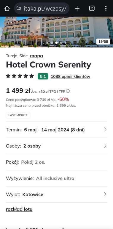 Turcja, Side, 6-14 maj, 5* Hotel Crown Serenity, wylot z Katowic