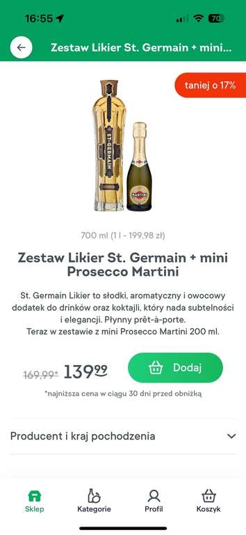 Zestaw Likier St. Germain + Prosecco Marini 200 ml