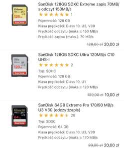 Karta pamięci SD SanDisk 64GB Extreme Pro 170/90 MB/s U3 V30 (w aplikacji)
