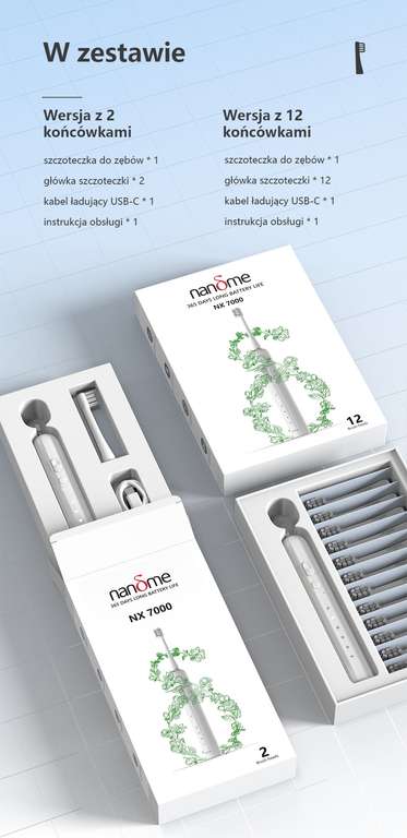 Elektryczna,soniczna szczoteczka do zębów Nandme NX7000 30,60$