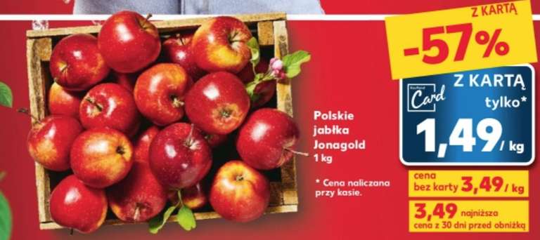 Polskie jabłka odmiana: Jonagold 1kg cena promocyjna z kartą CARD @Kaufland