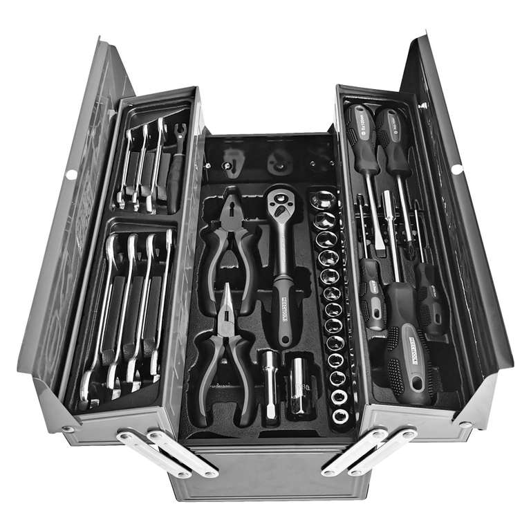 Jula Skrzynka narzędziowa 50 elementów Meec Tools 35x16x18 cm darmowy odbiór w sklepie
