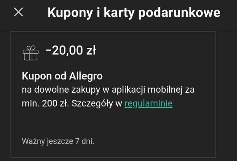 Kupon 20/200zł na zakupy podczas Allegro Days - dla wybranych @ Allegro