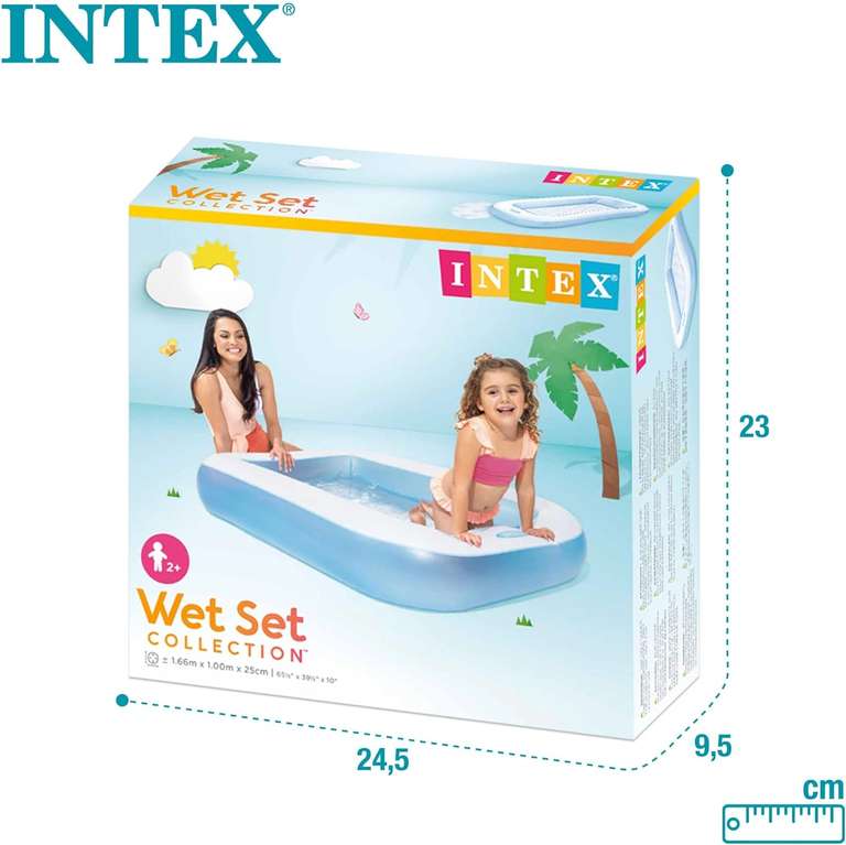 Intex 57403NP Rectangular Baby Pool Basen Ogrodowy, Wielokolorowy, 166 x 100 cm x 25 cm