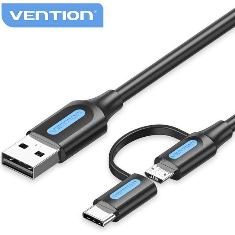 Kabel Vention USB A na Micro i USB-C