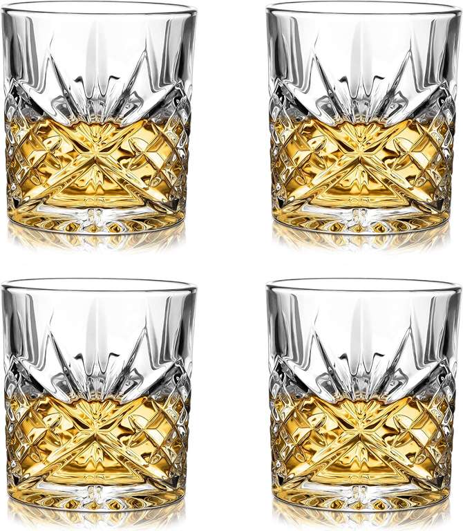 Cztery kryształowe szklanki do whisky, bourbonu- Amisglass - 300ml, dostawa Prime 0zł