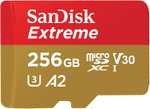 SanDisk Extreme Karta microSDXC 256 GB + adapter SD + RescuePRO Deluxe, do 190 MB/s, z wydajnością aplikacji A2